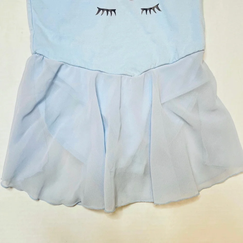 Girl’s Blue Unicorn Ballet Dance Gym Tutu Skirted Leotard Size XXL